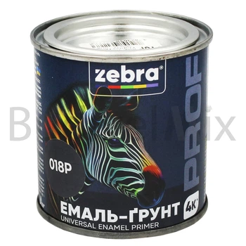 Емаль-ґрунт алкідна ZEBRA PROF 018Р 0,25 кг темно-сіра