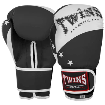 Перчатки боксерские на липучке Twins Spirit 9476 размер 12 унций Black-White