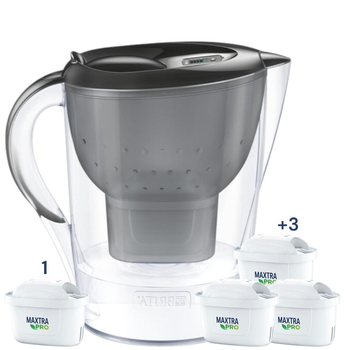 Фильтр-кувшин для воды BRITA Marella Memo MX 2.4 л. с 4-мя картриджами Maxtra Pro Limescale для жесткой воды (графит)