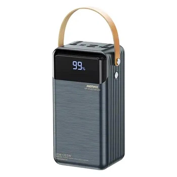Зовнішній акумулятор повербанк power bank Remax RPP-566 80000mAh 5A 20W PD USB/Type-C Кабелі Ліхтарик Чорний