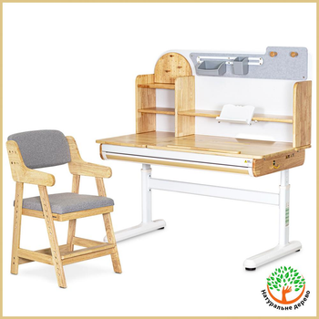 Комплект стіл Mealux Timberdesk L + крісло Mealux Carlo (арт. BD-690 Wood L + KD-050 G)