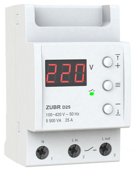 Реле напруги ZUBR D25 (25 А, 5 500 ВА) (4820120220401)