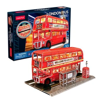Трехмерный пазл-конструктор CubicFun London Bus с подсветкой (L538H)