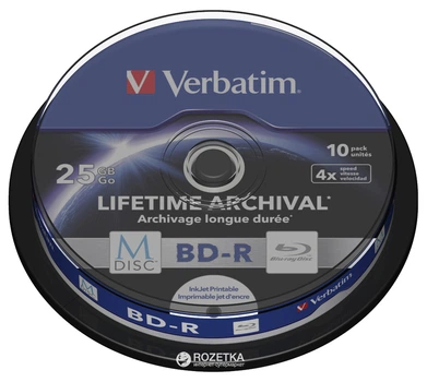Verbatim M-Disc BD-R 25 GB 4x Cake 10 шт Printable (43825)