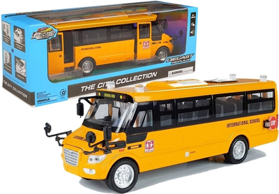 Autobus szkolny LEAN Toys Metalowy z napędem ciernym Żółty (5905884454077)