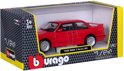 Металева модель автомобіля Bburago BMW 3 Series 1988 1:24 Червона (4893993211005)