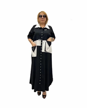 Жіноча сукня з великими кишенями Туреччина YOUR JOSEPHINE - Fashion 66 (1 турецький розмір) Чорно-білий