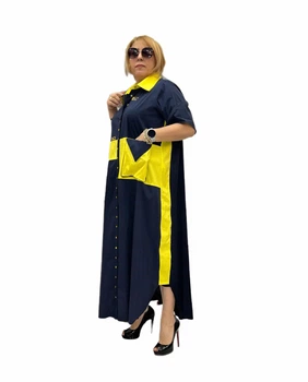 Женское платье с большими карманами Турция YOUR JOSEPHINE - Fashion 70 (3 турецкий размер) Желто-синее