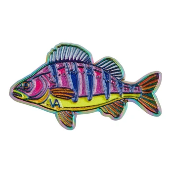 Значок рибальський, брошка VA Окунь Fancy розмір 45*23мм, метал