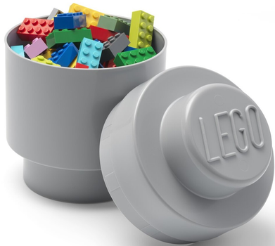 Pudełko do przechowywania klocków konstrukcyjnych LEGO Round Storage Brick 1 Szare (40301740)