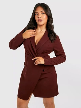 Платье осеннее женское Boohoo GZZ72230 34 Темно-коричневое (KAY2000001549629)