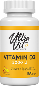 Дієтична добавка Вітамін D3 Vitamin D3 2000 IU 180 капсул (5060730361982)