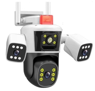 Уличная WiFi IP камера IPC24-6K 12Мп бело-черная 3 независимых объектива поворотные