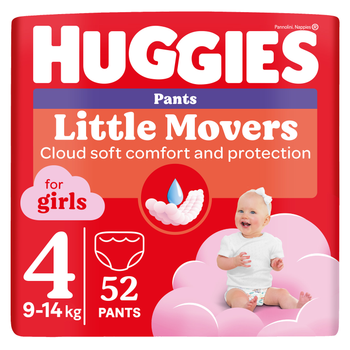 Підгузки-трусики Huggies Little Movers/Pants 4 Mega 9-14 кг для дівчаток 52 шт (5029053547541)