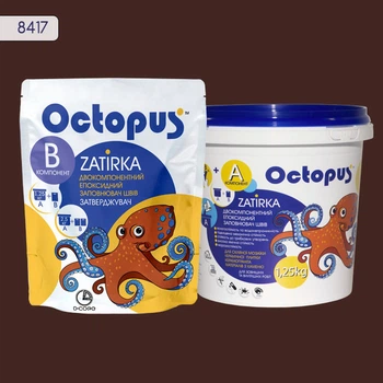 Двухкомпонентная эпоксидная затирка для плитки и мозаики ТМ "OCTOPUS", цвет 8417 шоколад 1,25 кг