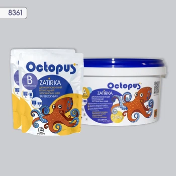 Двухкомпонентная эпоксидная затирка для плитки и мозаики ТМ "OCTOPUS", цвет 8361 платина 2,5 кг.