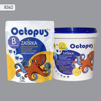 Двухкомпонентная эпоксидная затирка для плитки и мозаики ТМ "OCTOPUS", цвет 8362 серебряный 1,25 кг.