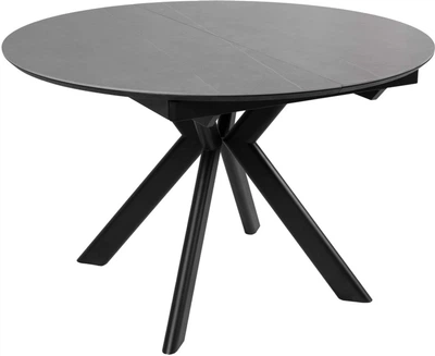 Обеденный стол HESTIA B4E001A 120(160)x120x75 см Армани серый + песочный черный, матовое покрытие (АР000107617)