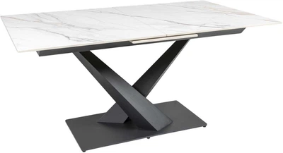 Обеденный стол HESTIA B5612A 160(200)x90x75 см Золотой с белым + песчано-черный, матовое покрытие (АР000107628)