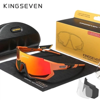 Противоударные велосипедные поляризационные солнцезащитные очки KINGSEVEN LS910 Orange Black Red