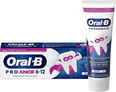 Зубная паста для детей, 6-12 лет - Oral-B Pro Junior 6-12 Early Cavity Defence Fluoride Toothpaste 75ml (1221313-849621230-2)