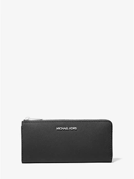 Женский кошелек Michael Kors Jet Set Travel Large Saffiano Leather Quarter-Zip Wallet черный