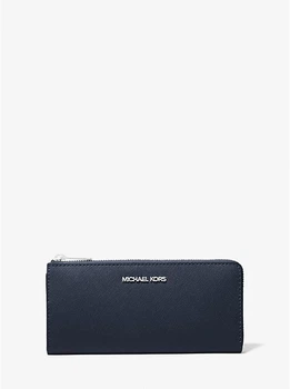 Женский кошелек Michael Kors Jet Set Travel Large Saffiano Leather Quarter-Zip Wallet синий