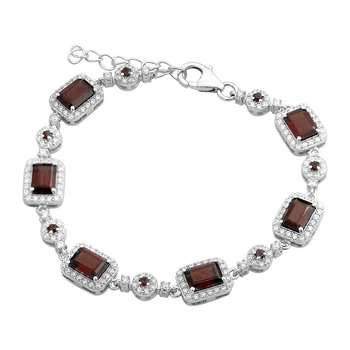 Серебряный браслет с натуральным гранатом 10.643ct, вес изделия 11,17 гр (2173229)