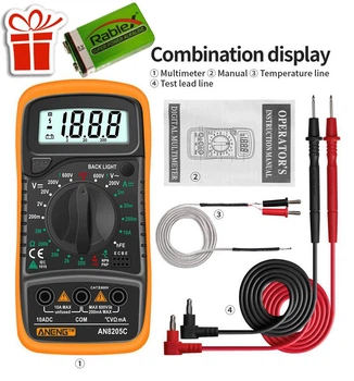 Мультиметр Aneng AN8205C Orange щупы + термопара + батарея