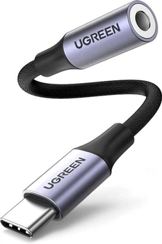 Переходник USB Type-C для 3.5 mm Ugreen AV161 с DAC chip аудиоадаптер для наушников Space Grey (80154)