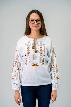 Женская вышиванка Колоски XS Белая