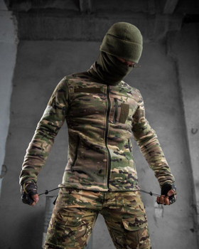 Тактична флісова кофта вставками з плащової тканини Tactical Fleece Jacket Multicam L