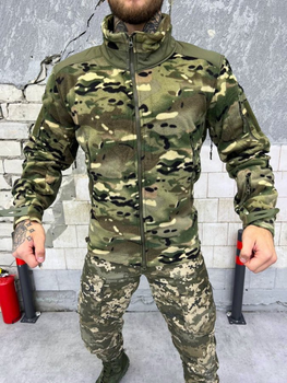 Тактична флісова кофта вставками з плащової тканини Fleece Jacket Polartec Multicam L