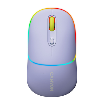 Компьютерная мышка беспроводная Canyon MW-22, Mountain Lavender, Bluetooth / USB 2.4 GHz,оптическая, 800 - 1600 dpi, RGB подсветка, 650 mAh