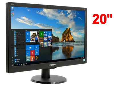 Монитор Б-класс Philips 203V / 20" (1600x900) TN / 1x VGA / VESA 100x100 / Кабели в комплекте б/у