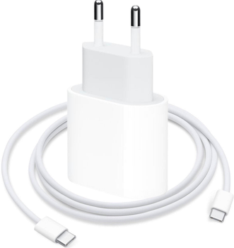 Комплект Зарядний пристрій Foxconn 20W USB-C + Кабель USB-C-USB-C 20W White 1 м для Apple iPhone (37431-c)