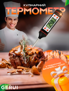 Кухонный градусник термометр кулинарный с щупом для еды TP101 Gerui Black