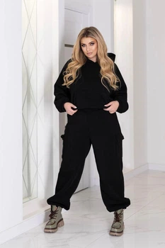 Теплый спортивный костюм со штанами карго Fashion 42/44 черный