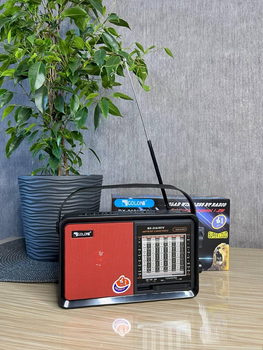 Радиоприёмник GOLON RX-2161BTS КРАСНЫЙ,от сети, съёмный аккумулятор, солнечная панель, Bluetooth, USB, microSD / Радио