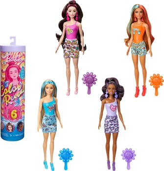 Барби цветное перевоплощение Barbie Color Reveal Doll with 6 Unboxing Surprises 1960s Theme Радужные и стильные