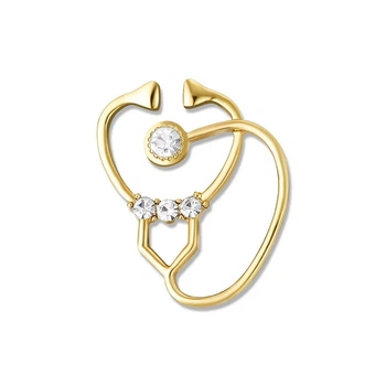 Значок (пин) BROCHE брошь бижутерия Медицина Фонендоскоп золотистый BRGV112340