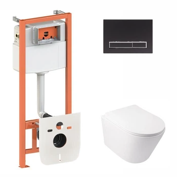 Инсталляция 4 в 1 Qtap Nest Swan Черный Rimless (QT16335178W0133M425M08V1091MB)