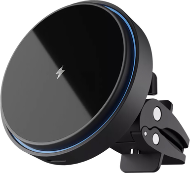 Автодержатель для телефона с беспроводной зарядкой Proove Light Circle 15W Black (479260001)