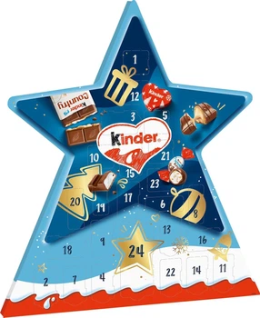 Адвент календар із солодощами новорічний Зірка Kinder Star ADVENT Молочний шоколад 149 g