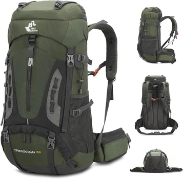 Рюкзак Free Knight Trekking Army Green (темно зеленый) туристический треккинговый походный спортивный 60 л