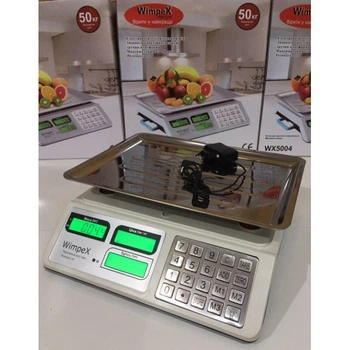 Весы торговые электронные металлические кнопки 50 кг/6v/2 г Wimpex WX 00500488