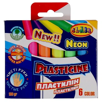 Пластилин СLASS Чистые руки 6 цветов NEON 100 г ECO (7630)