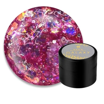 Глиттерный гель Saga Professional Galaxy Glitter 08 прозрачно-розовый с голографическими золотисто-розовыми глиттерными частичками 8 мл (2100994246762)