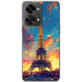 Силиконовый Чехол с Картинкой для OnePlus Nord 2T Принт (Париж, Эйфелева Башня) (59577-ysm038)