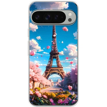 Силиконовый Чехол с Картинкой для Google Pixel 9 Pro XL Принт (Париж, Эйфелева Башня) (59486-ysm035)